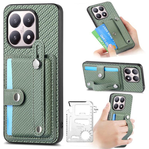 Wristband Kickstand Card Wallet Back Phone Case with Tool Knife, For Redmi 15C 5G / 4G Global 171mm, For Xiaomi 15T, For Redmi K80 Pro / Poco F7 Ultra, For Redmi K80 / Poco F7 Pro, For Redmi Turbo 4, For Xiaomi Poco X7 Pro, For Xiaomi 15 Pro           ...