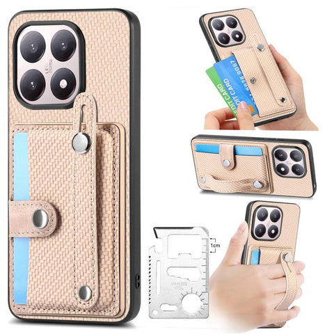 Wristband Kickstand Card Wallet Back Phone Case with Tool Knife, For Redmi 15C 5G / 4G Global 171mm, For Xiaomi 15T, For Redmi K80 Pro / Poco F7 Ultra, For Redmi K80 / Poco F7 Pro, For Redmi Turbo 4, For Xiaomi Poco X7 Pro, For Xiaomi 15 Pro           ...