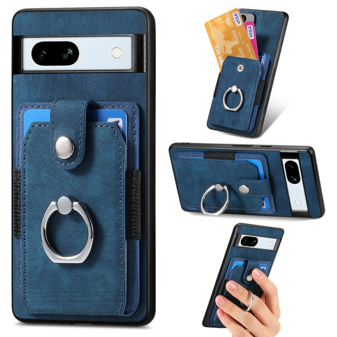 Retro Skin-feel Ring Card Wallet Phone Case, For Google Pixel 11 Pro XL, For Google Pixel 11, For Google Pixel 11 Pro, For Google Pixel 10 Pro XL, For Google Pixel 9a, For Google Pixel 9 Pro XL, For Google Pixel 7a, For Google Pixel 10 / 10 Pro