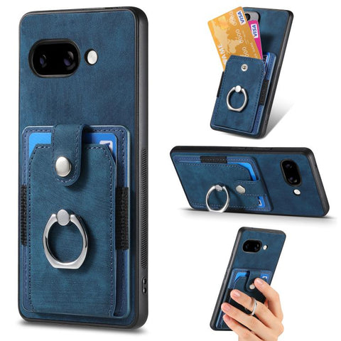 Retro Skin-feel Ring Card Wallet Phone Case, For Google Pixel 11 Pro XL, For Google Pixel 11, For Google Pixel 11 Pro, For Google Pixel 10 Pro XL, For Google Pixel 9a, For Google Pixel 9 Pro XL, For Google Pixel 7a, For Google Pixel 10 / 10 Pro