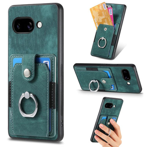 Retro Skin-feel Ring Card Wallet Phone Case, For Google Pixel 11 Pro XL, For Google Pixel 11, For Google Pixel 11 Pro, For Google Pixel 10 Pro XL, For Google Pixel 9a, For Google Pixel 9 Pro XL, For Google Pixel 7a, For Google Pixel 10 / 10 Pro