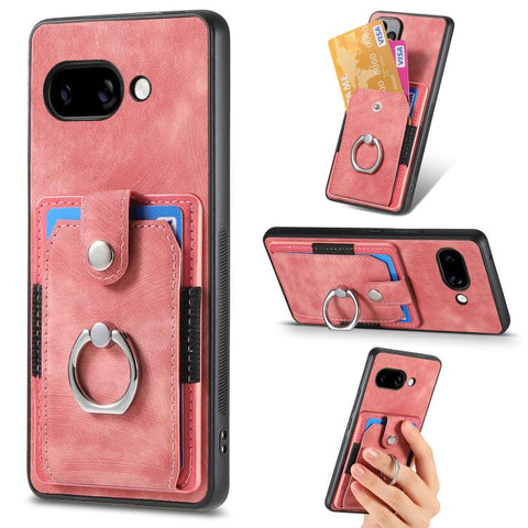 Retro Skin-feel Ring Card Wallet Phone Case, For Google Pixel 11 Pro XL, For Google Pixel 11, For Google Pixel 11 Pro, For Google Pixel 10 Pro XL, For Google Pixel 9a, For Google Pixel 9 Pro XL, For Google Pixel 7a, For Google Pixel 10 / 10 Pro