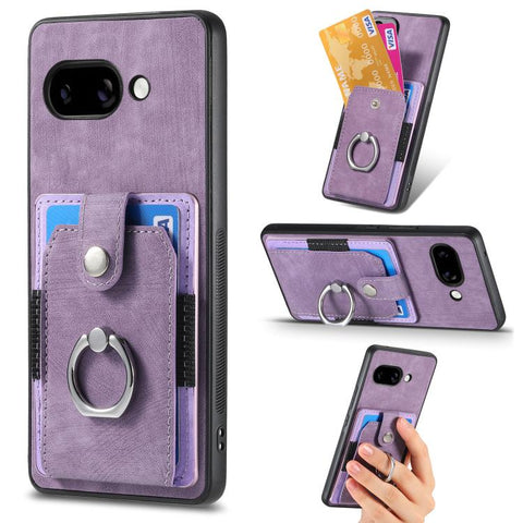 Retro Skin-feel Ring Card Wallet Phone Case, For Google Pixel 11 Pro XL, For Google Pixel 11, For Google Pixel 11 Pro, For Google Pixel 10 Pro XL, For Google Pixel 9a, For Google Pixel 9 Pro XL, For Google Pixel 7a, For Google Pixel 10 / 10 Pro