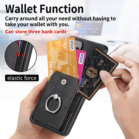 Retro Skin-feel Ring Card Wallet Phone Case, For Google Pixel 11 Pro XL, For Google Pixel 11, For Google Pixel 11 Pro, For Google Pixel 10 Pro XL, For Google Pixel 9a, For Google Pixel 9 Pro XL, For Google Pixel 7a, For Google Pixel 10 / 10 Pro