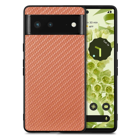 Carbon Fiber Texture Leather Back Cover Phone Case, For Google Pixel 6, For Google Pixel 10 / 10 Pro, For Google Pixel 9 / 9 Pro