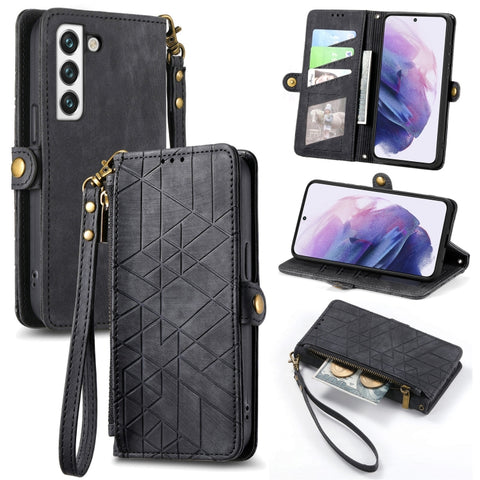 Geometric Zipper Wallet Side Buckle Leather Phone Case, For Samsung Galaxy A54 5G, For Samsung Galaxy S23 Ultra 5G, For Samsung Galaxy S23+ 5G, For Samsung Galaxy S23 5G, For Samsung Galaxy A14 5G, For Samsung Galaxy S20 FE, For Samsung Galaxy M33     ...