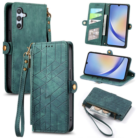 Geometric Zipper Wallet Side Buckle Leather Phone Case, For Samsung Galaxy A54 5G, For Samsung Galaxy S23 Ultra 5G, For Samsung Galaxy S23+ 5G, For Samsung Galaxy S23 5G, For Samsung Galaxy A14 5G, For Samsung Galaxy S20 FE, For Samsung Galaxy M33     ...