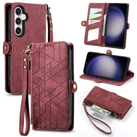 Geometric Zipper Wallet Side Buckle Leather Phone Case, Samsung Galaxy A05s, For Samsung Galaxy A25 5G, For Samsung Galaxy S23 FE 5G, For Samsung Galaxy A24 4G, For Samsung Galaxy A23 5G, For Samsung Galaxy A14 4G, For Samsung Galaxy A24 5G            ...