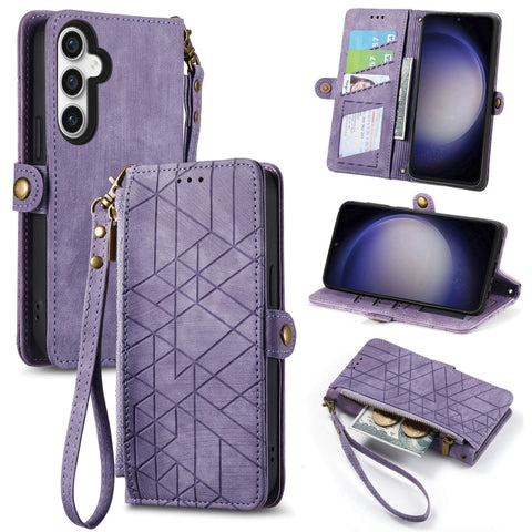 Geometric Zipper Wallet Side Buckle Leather Phone Case, Samsung Galaxy A05s, For Samsung Galaxy A25 5G, For Samsung Galaxy S23 FE 5G, For Samsung Galaxy A24 4G, For Samsung Galaxy A23 5G, For Samsung Galaxy A14 4G, For Samsung Galaxy A24 5G            ...