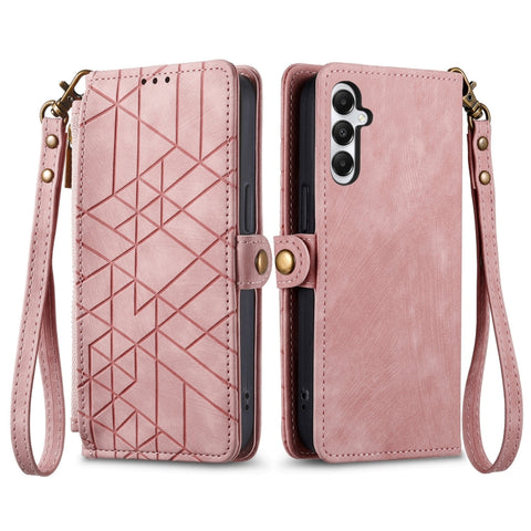 Geometric Zipper Wallet Side Buckle Leather Phone Case, Samsung Galaxy A05s, For Samsung Galaxy A25 5G, For Samsung Galaxy S23 FE 5G, For Samsung Galaxy A24 4G, For Samsung Galaxy A23 5G, For Samsung Galaxy A14 4G, For Samsung Galaxy A24 5G            ...