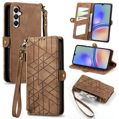 Geometric Zipper Wallet Side Buckle Leather Phone Case, Samsung Galaxy A05s, For Samsung Galaxy A25 5G, For Samsung Galaxy S23 FE 5G, For Samsung Galaxy A24 4G, For Samsung Galaxy A23 5G, For Samsung Galaxy A14 4G, For Samsung Galaxy A24 5G            ...