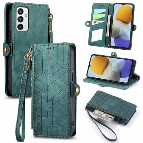 Geometric Zipper Wallet Side Buckle Leather Phone Case, For Samsung Galaxy A54 5G, For Samsung Galaxy S23 Ultra 5G, For Samsung Galaxy S23+ 5G, For Samsung Galaxy S23 5G, For Samsung Galaxy A14 5G, For Samsung Galaxy S20 FE, For Samsung Galaxy M33     ...