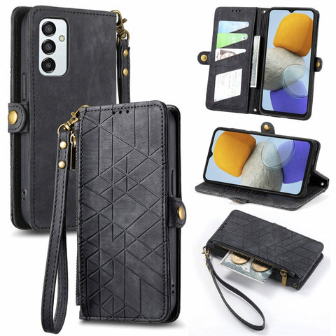 Geometric Zipper Wallet Side Buckle Leather Phone Case, For Samsung Galaxy A54 5G, For Samsung Galaxy S23 Ultra 5G, For Samsung Galaxy S23+ 5G, For Samsung Galaxy S23 5G, For Samsung Galaxy A14 5G, For Samsung Galaxy S20 FE, For Samsung Galaxy M33     ...