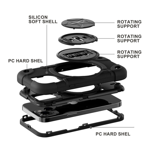 Shield PC Hybrid Silicone Phone Case, For iPhone 14, For iPhone 14 Pro Max, For iPhone 13 Pro Max, For iPhone 13