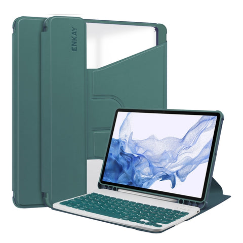 ENKAY 360 Degree Rotation Leather TPU Smart Case with Wireless Keyboard, For Samsung Galaxy Tab S9