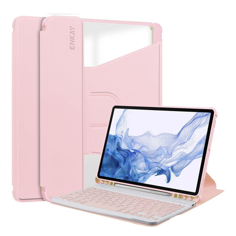 ENKAY 360 Degree Rotation Leather TPU Smart Case with Wireless Keyboard, For Samsung Galaxy Tab S9