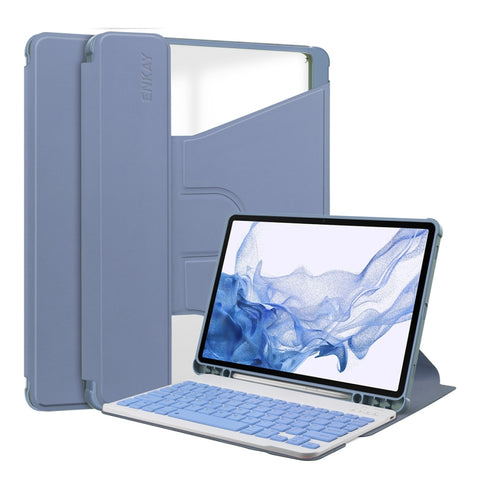 ENKAY 360 Degree Rotation Leather TPU Smart Case with Wireless Keyboard, For Samsung Galaxy Tab S9