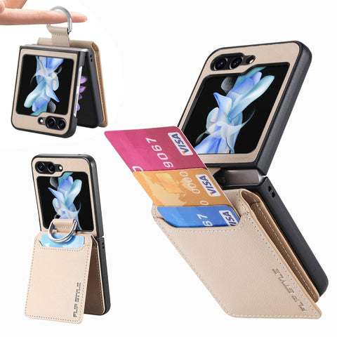 JUNSUNMAY Litchi Leather Skin PC Folding Phone Case, For Samsung Galaxy Z Flip6 / Flip7 FE, For Samsung Galaxy Z Flip5