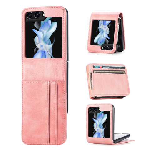 JUNSUNMAY PU Leather Folding Phone Case with Card Slots, For Samsung Galaxy Z Flip6, For Samsung Galaxy Z Flip6 / Flip7 FE, For Samsung Galaxy Z Flip5