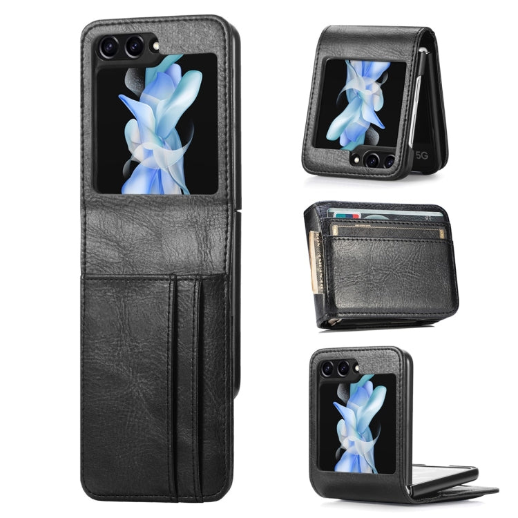JUNSUNMAY PU Leather Folding Phone Case with Card Slots, For Samsung Galaxy Z Flip6, For Samsung Galaxy Z Flip6 / Flip7 FE, For Samsung Galaxy Z Flip5