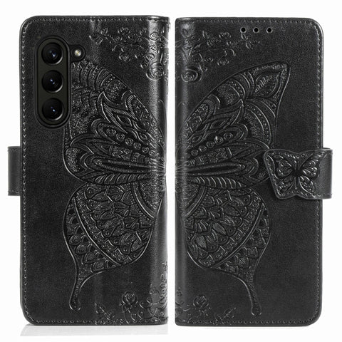 Butterfly Love Flower Embossed Leather Phone Case, For Samsung Galaxy Z Fold5