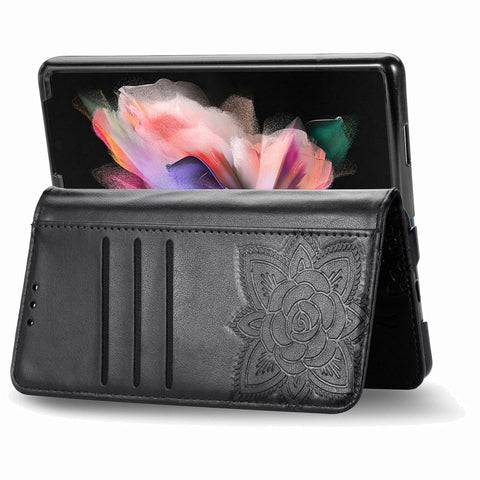 Butterfly Love Flower Embossed Leather Phone Case, For Samsung Galaxy Z Fold5