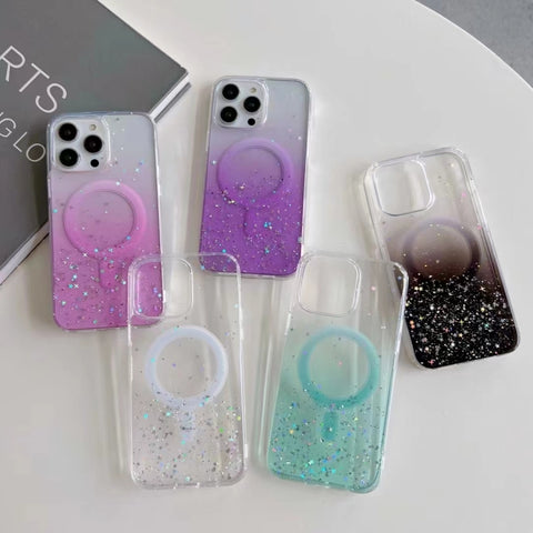 Glitter MagSafe Hybrid Clear TPU Phone Case, For iPhone 11 Pro Max, For iPhone 11, For iPhone 11 Pro
