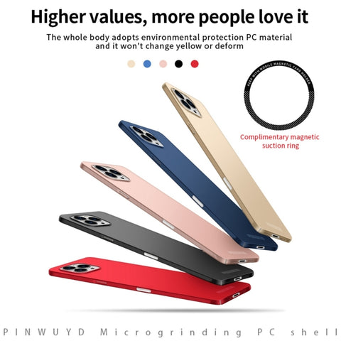 PINWUYO Micro-Frosted PC Ultra-thin Hard Phone Case with Magsafe Magnetic Ring, For iPhone 16 Pro Max, For iPhone 16 Pro, For iPhone 16 Plus, For iPhone 16, For iPhone 15 Pro Max, For iPhone 15 Pro, For iPhone 15 Plus, For iPhone 15