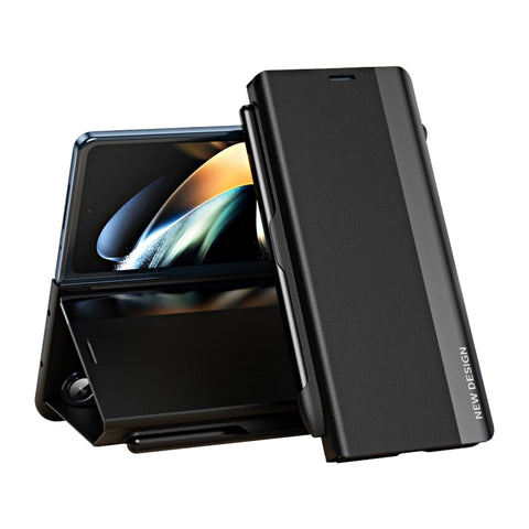 Side Electroplating Adsorption Ultra-thin Leather Phone Case with Pen, For  Samsung Galaxy Z Fold 5   5G
