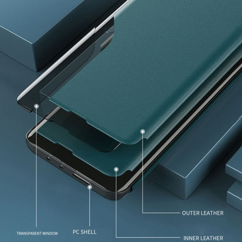 Side Display Flip Leather Phone Case, For iPhone 18 Pro / 17 Pro, For iPhone 18 Pro Max / 17 Pro Max, For iPhone 17e / 16e, For iPhone 17, For iPhone Air, For iPhone 16 Pro Max, For iPhone 16 Pro, For iPhone 16 Plus
