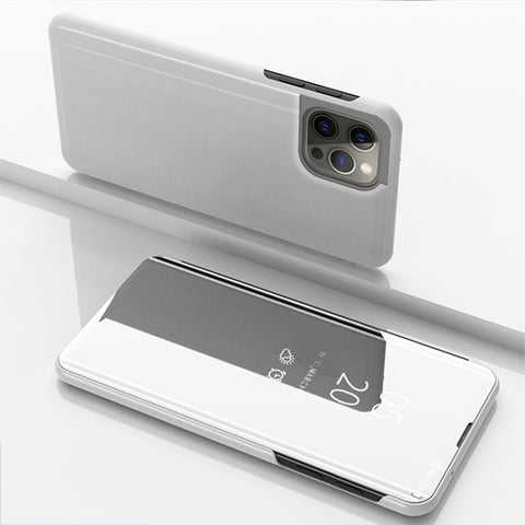 Plated Mirror Horizontal Flip Leather Phone Case with Holder, For iPhone 18 Pro / 17 Pro, For iPhone 18 Pro Max / 17 Pro Max, For iPhone 17e / 16e, For iPhone 17, For iPhone Air, For iPhone 16 Pro Max