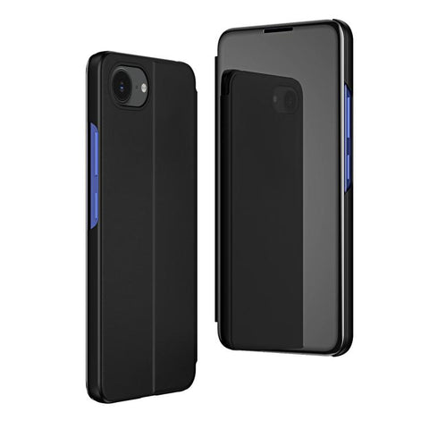Plated Mirror Horizontal Flip Leather Phone Case with Holder, For iPhone 18 Pro / 17 Pro, For iPhone 18 Pro Max / 17 Pro Max, For iPhone 17e / 16e, For iPhone 17, For iPhone Air, For iPhone 16 Pro Max