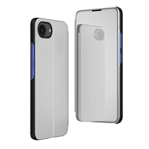 Plated Mirror Horizontal Flip Leather Phone Case with Holder, For iPhone 18 Pro / 17 Pro, For iPhone 18 Pro Max / 17 Pro Max, For iPhone 17e / 16e, For iPhone 17, For iPhone Air, For iPhone 16 Pro Max