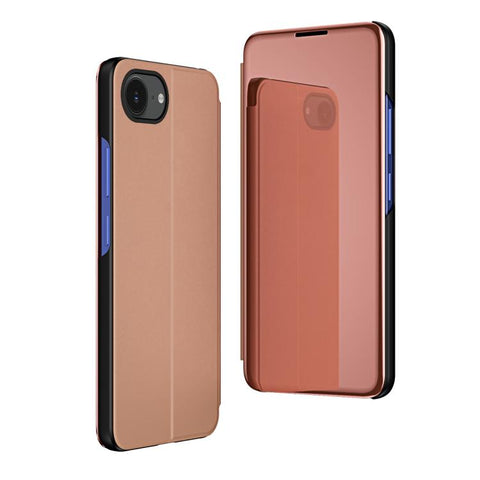 Plated Mirror Horizontal Flip Leather Phone Case with Holder, For iPhone 18 Pro / 17 Pro, For iPhone 18 Pro Max / 17 Pro Max, For iPhone 17e / 16e, For iPhone 17, For iPhone Air, For iPhone 16 Pro Max