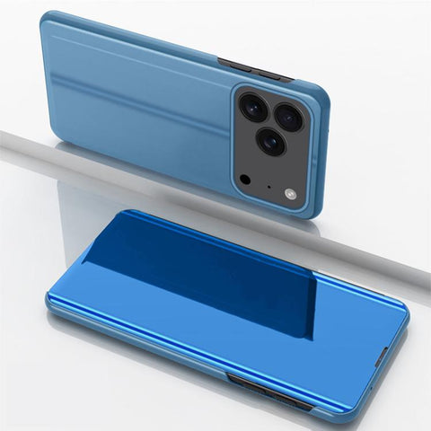 Plated Mirror Horizontal Flip Leather Phone Case with Holder, For iPhone 18 Pro / 17 Pro, For iPhone 18 Pro Max / 17 Pro Max, For iPhone 17e / 16e, For iPhone 17, For iPhone Air, For iPhone 16 Pro Max