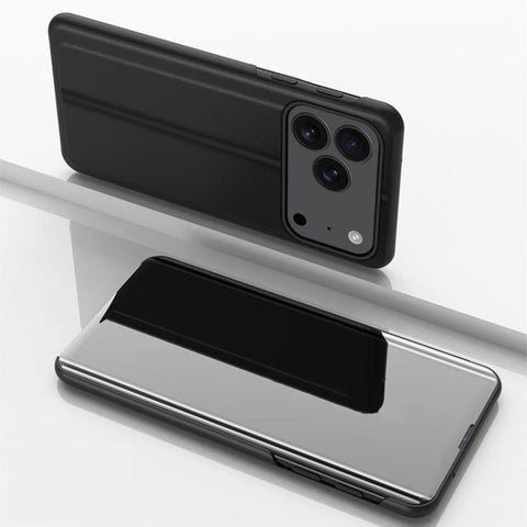 Plated Mirror Horizontal Flip Leather Phone Case with Holder, For iPhone 18 Pro / 17 Pro, For iPhone 18 Pro Max / 17 Pro Max, For iPhone 17e / 16e, For iPhone 17, For iPhone Air, For iPhone 16 Pro Max