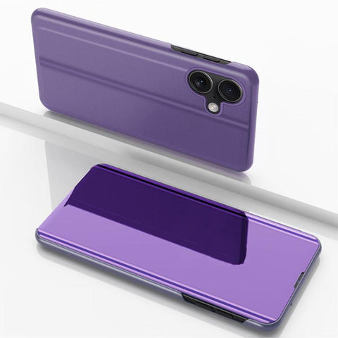 Plated Mirror Horizontal Flip Leather Phone Case with Holder, For iPhone 18 Pro / 17 Pro, For iPhone 18 Pro Max / 17 Pro Max, For iPhone 17e / 16e, For iPhone 17, For iPhone Air, For iPhone 16 Pro Max