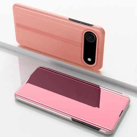 Plated Mirror Horizontal Flip Leather Phone Case with Holder, For iPhone 18 Pro / 17 Pro, For iPhone 18 Pro Max / 17 Pro Max, For iPhone 17e / 16e, For iPhone 17, For iPhone Air, For iPhone 16 Pro Max