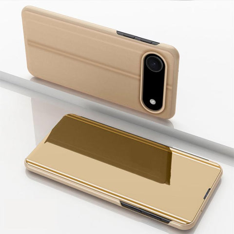 Plated Mirror Horizontal Flip Leather Phone Case with Holder, For iPhone 18 Pro / 17 Pro, For iPhone 18 Pro Max / 17 Pro Max, For iPhone 17e / 16e, For iPhone 17, For iPhone Air, For iPhone 16 Pro Max