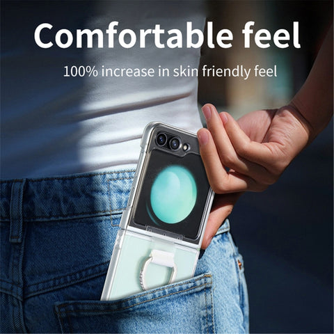 Diamond-encrusted Ring Transparent PC Shockproof Phone Case, For  Samsung Galaxy Z Flip5 5G