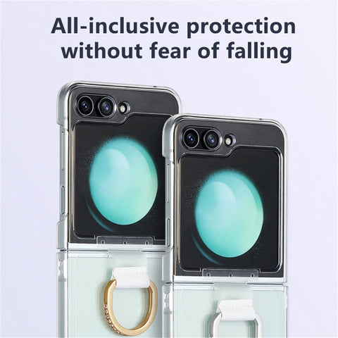 Diamond-encrusted Ring Transparent PC Shockproof Phone Case, For  Samsung Galaxy Z Flip5 5G