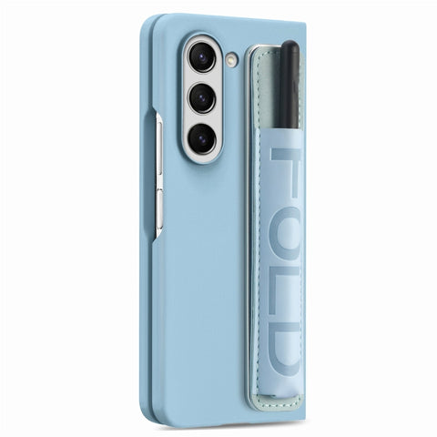 Integrated Film Wrist Grip Leather Phone Case with Pen Slot, For Samsung   Galaxy Z Fold5 5G