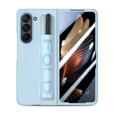 Integrated Film Wrist Grip Leather Phone Case with Pen Slot, For Samsung   Galaxy Z Fold5 5G
