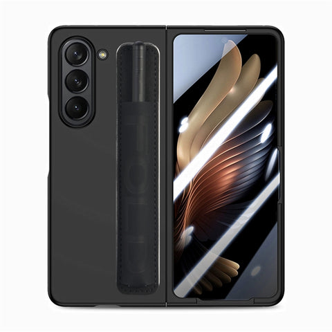 Integrated Film Wrist Grip Leather Phone Case with Pen Slot, For Samsung   Galaxy Z Fold5 5G