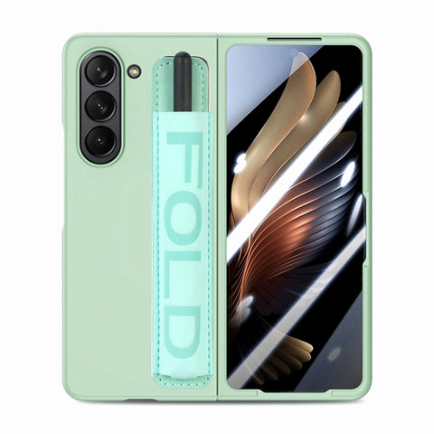 Integrated Film Wrist Grip Leather Phone Case with Pen Slot, For Samsung   Galaxy Z Fold5 5G