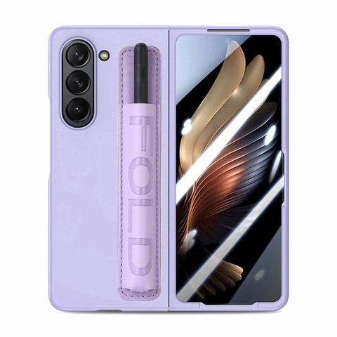 Integrated Film Wrist Grip Leather Phone Case with Pen Slot, For Samsung   Galaxy Z Fold5 5G