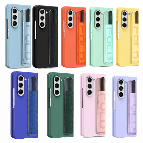 Integrated Film Wrist Grip Leather Phone Case with Pen Slot, For Samsung   Galaxy Z Fold5 5G