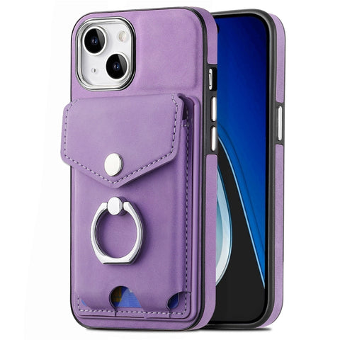 Electroplating Skin-feel Leather Ring Card Wallet Phone Case, For iPhone 15 Pro Max, For  iPhone 15 Plus, For iPhone 15 Pro, For  iPhone 15, For iPhone 14 Pro, For  iPhone 14 Pro Max