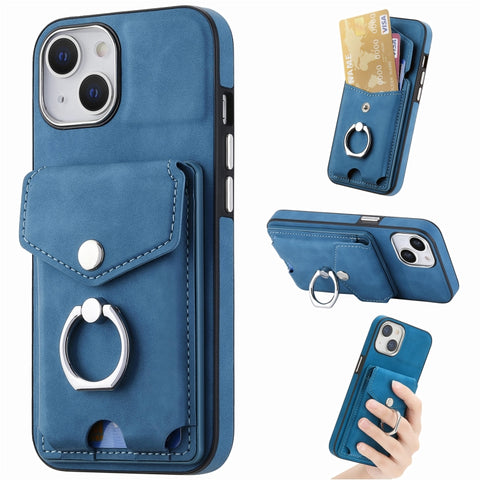 Electroplating Skin-feel Leather Ring Card Wallet Phone Case, For iPhone 15 Pro Max, For  iPhone 15 Plus, For iPhone 15 Pro, For  iPhone 15, For iPhone 14 Pro, For  iPhone 14 Pro Max