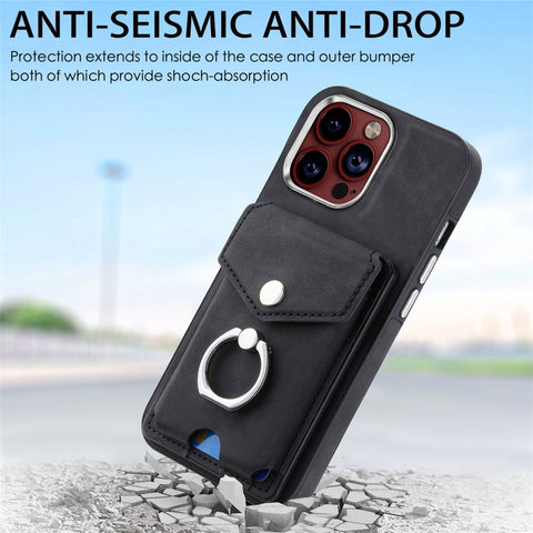 Electroplating Skin-feel Leather Ring Card Wallet Phone Case, For iPhone 15 Pro Max, For  iPhone 15 Plus, For iPhone 15 Pro, For  iPhone 15, For iPhone 14 Pro, For  iPhone 14 Pro Max